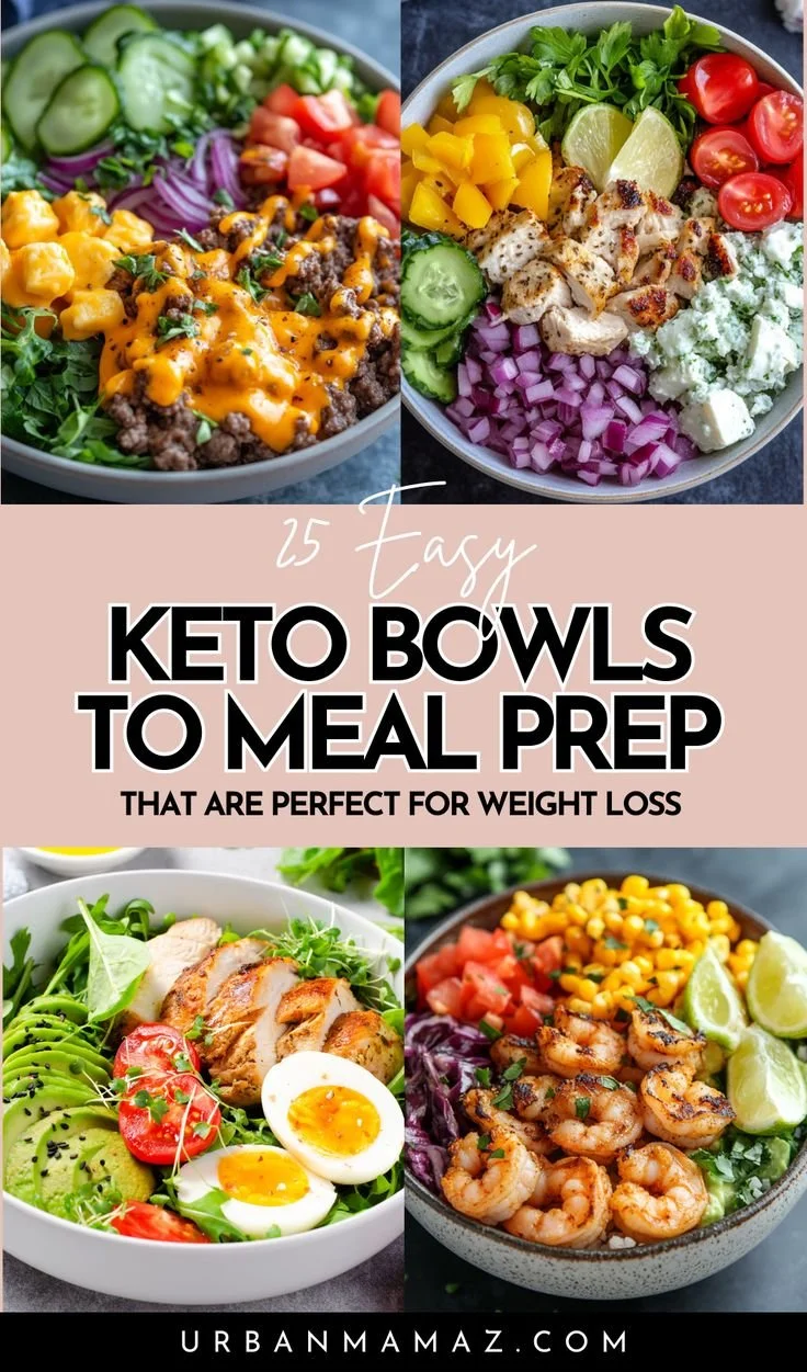 Delicious keto bowls for meal prep and weight loss with fresh ingredients.