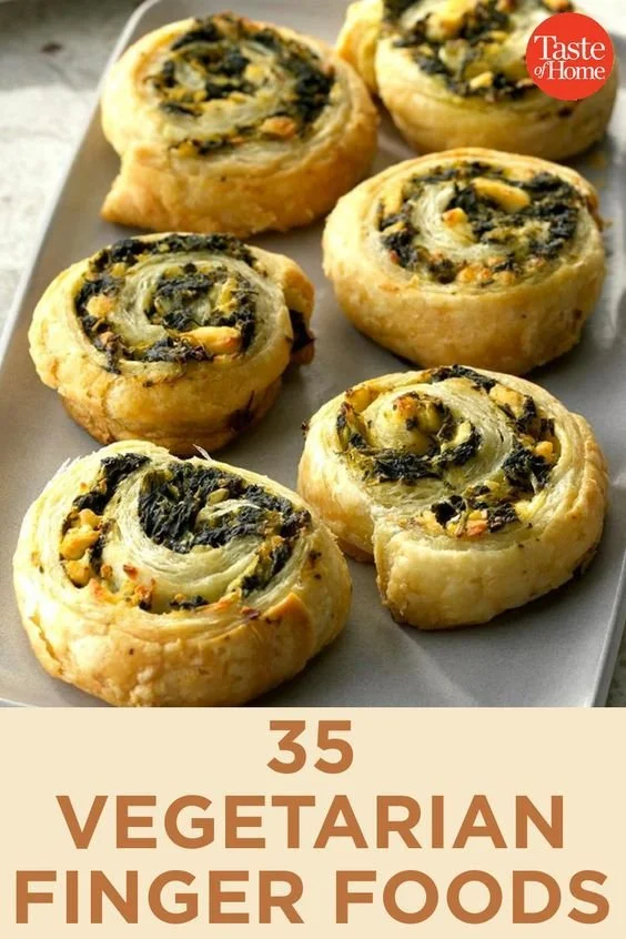 Delicious spread of vegetarian finger foods for a party or gathering.
