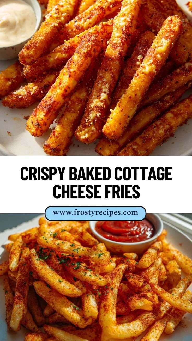 Baked cottage cheese fries served as a healthy snack idea