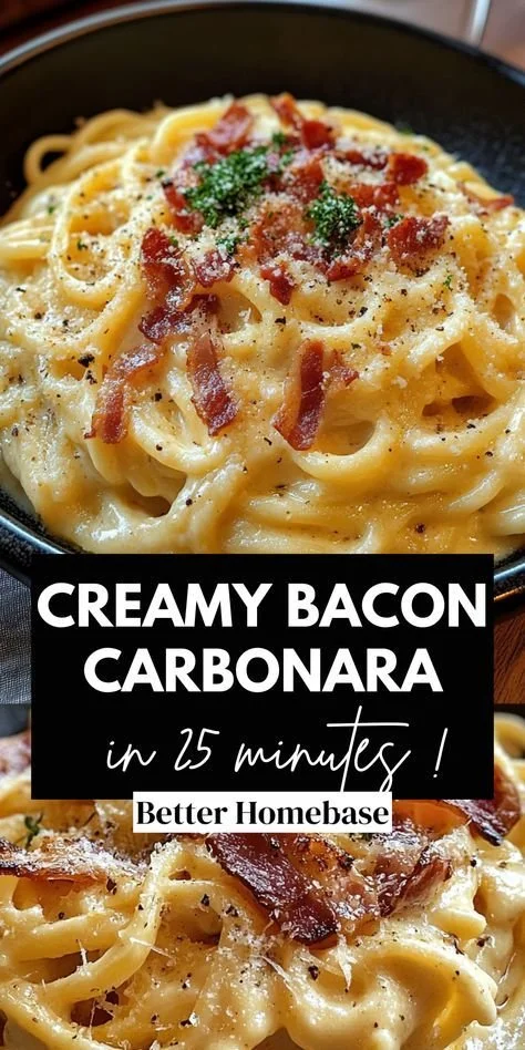 Delicious classic bacon carbonara pasta ready in 25 minutes
