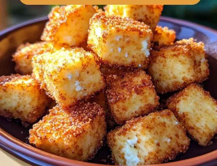 Delicious crispy cottage cheese treats in a bowl, perfect crunchy snack.