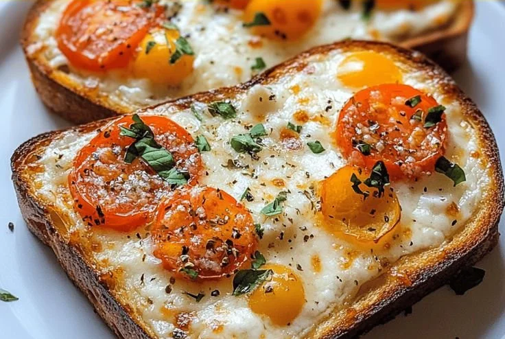 Air fryer cottage cheese pizza toast topped with fresh ingredients