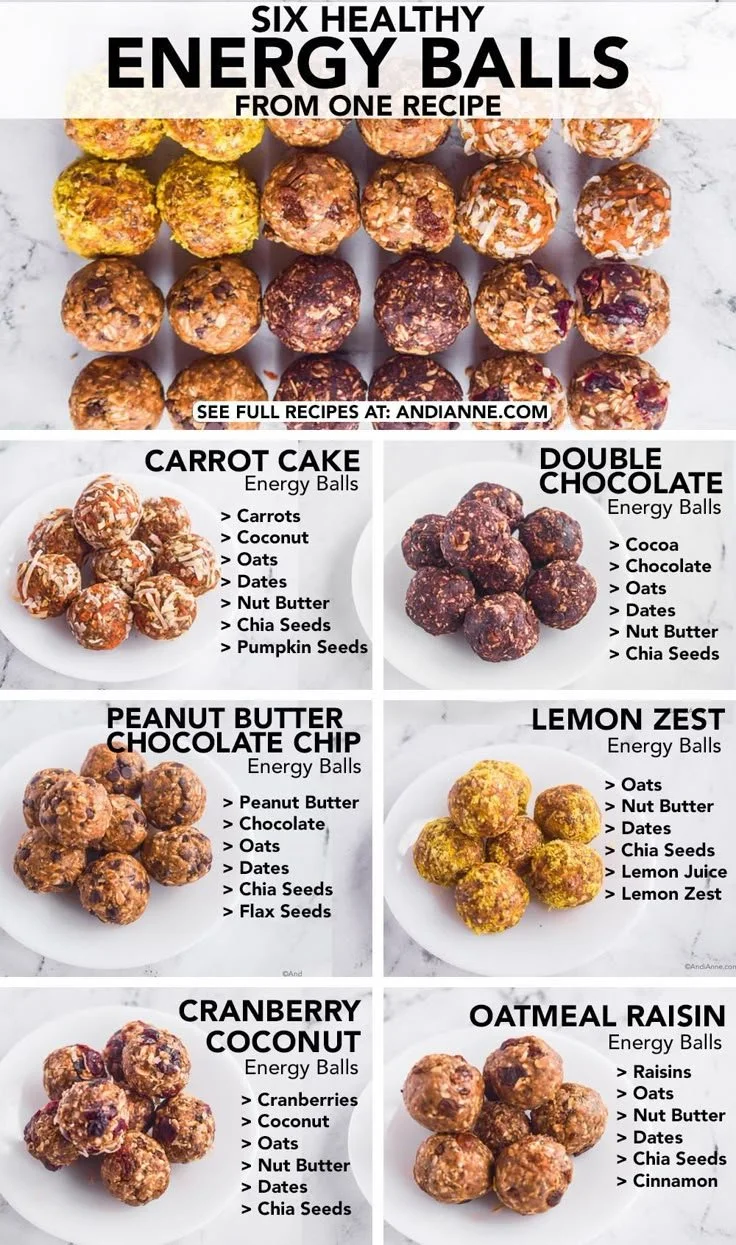 Easy energy balls recipe with 6 delicious flavors
