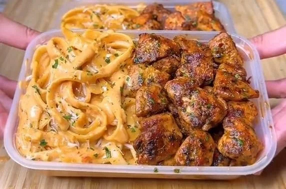 High Protein Grilled Chicken Alfredo Pasta