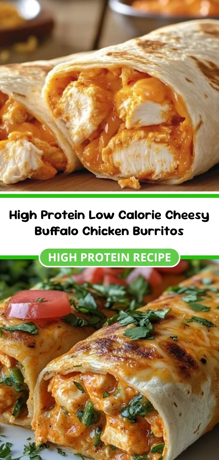 High Protein Low Calorie Cheesy Buffalo Chicken Burritos