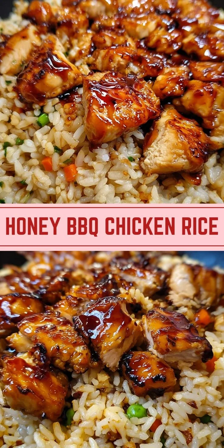 Delicious Honey BBQ Chicken served over rice for a comforting meal