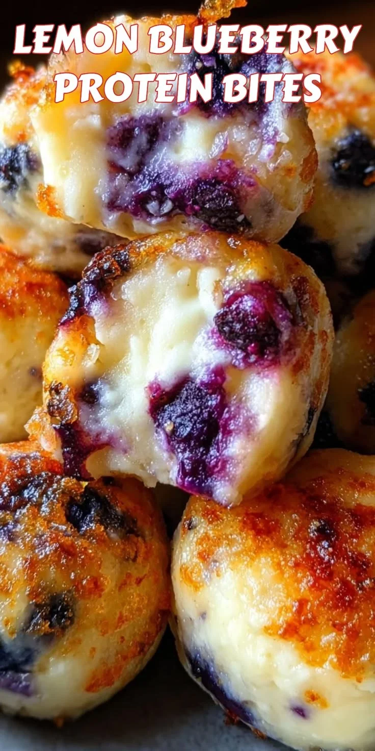 Lemon Blueberry Cottage Cheese Protein Bites served on a plate, healthy snack option.