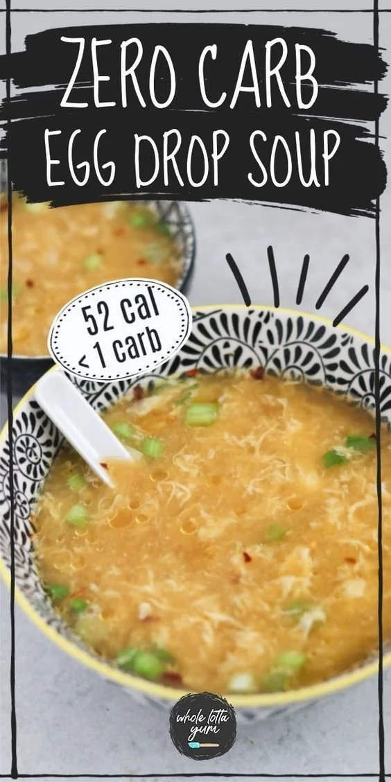 Bowl of Low Carb Egg Drop Soup, Keto and Gluten-Free recipe.