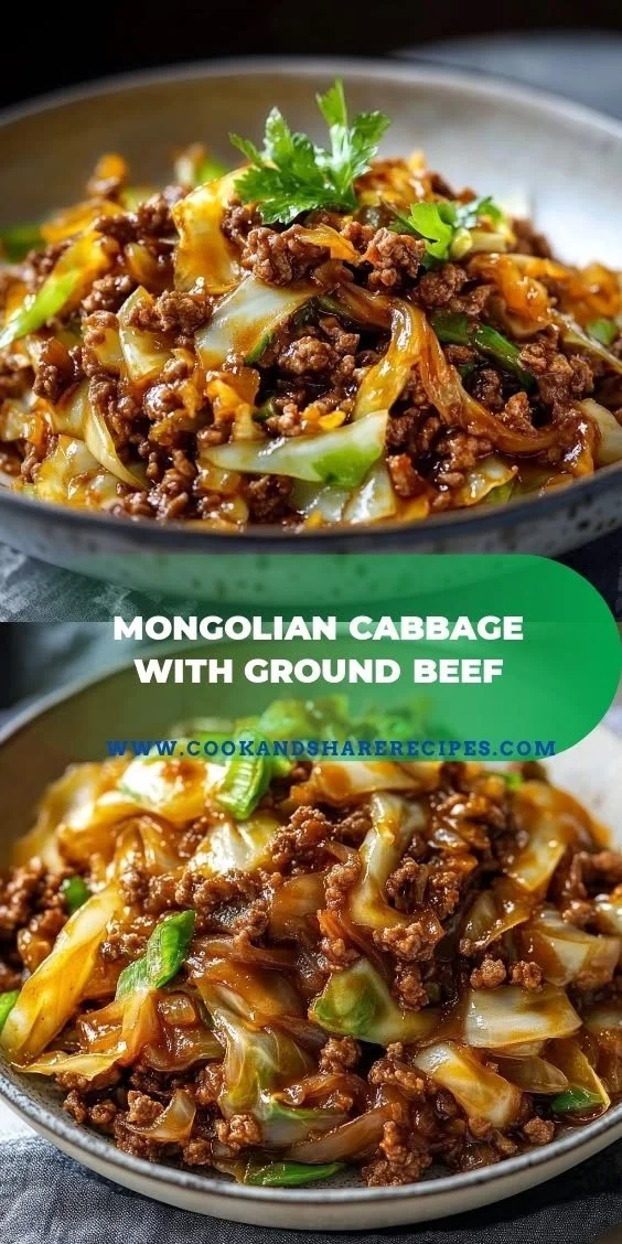 Plate of Mongolian Cabbage with Ground Beef showcasing vibrant ingredients