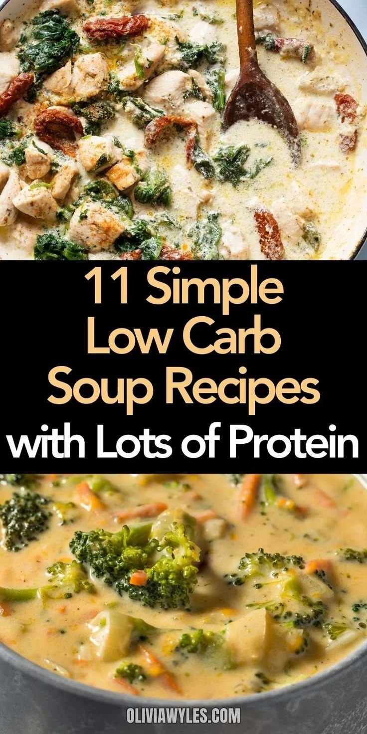 Delicious low carb cheeseburger soup and buffalo chicken soup for meal prep