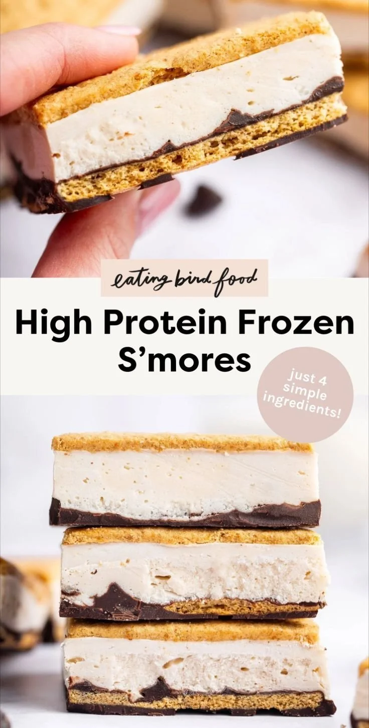 Delicious protein frozen s'mores high protein dessert on a plate