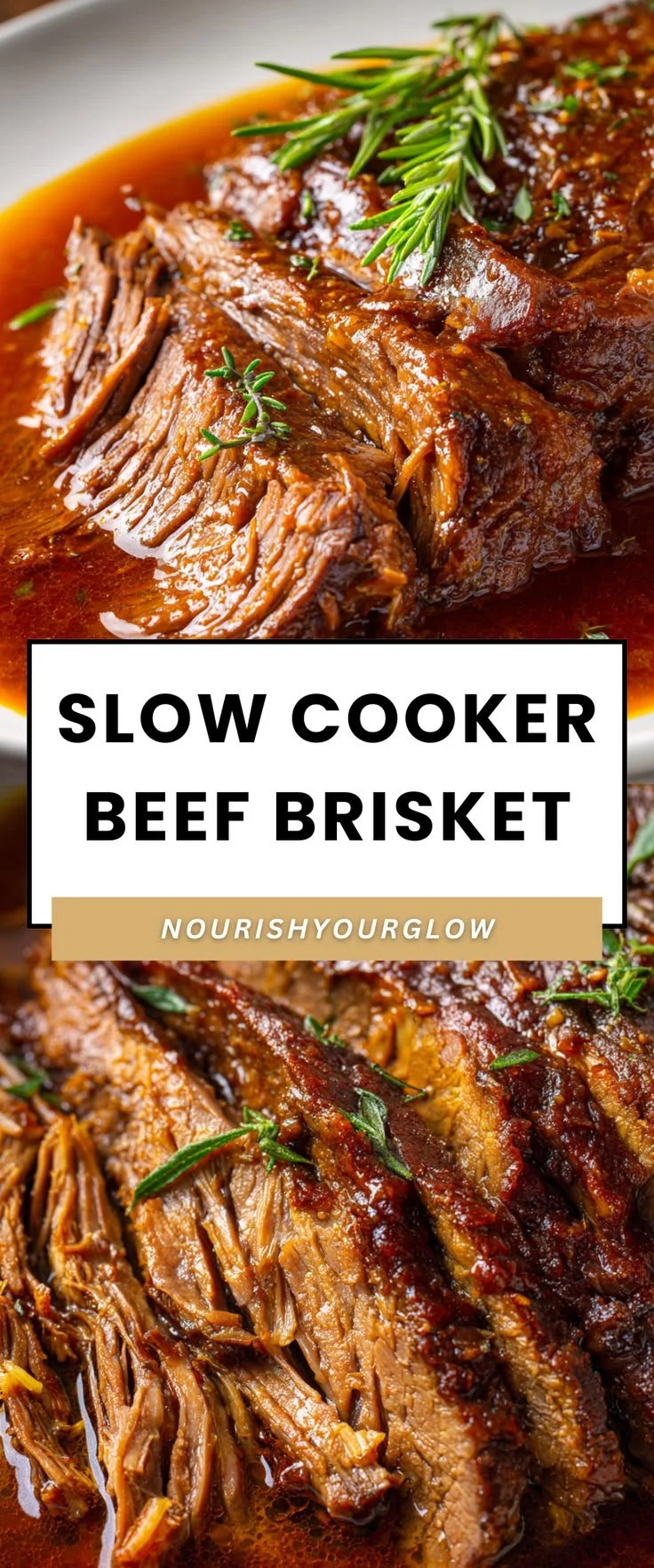Slow cooked beef brisket served on a platter with vegetables