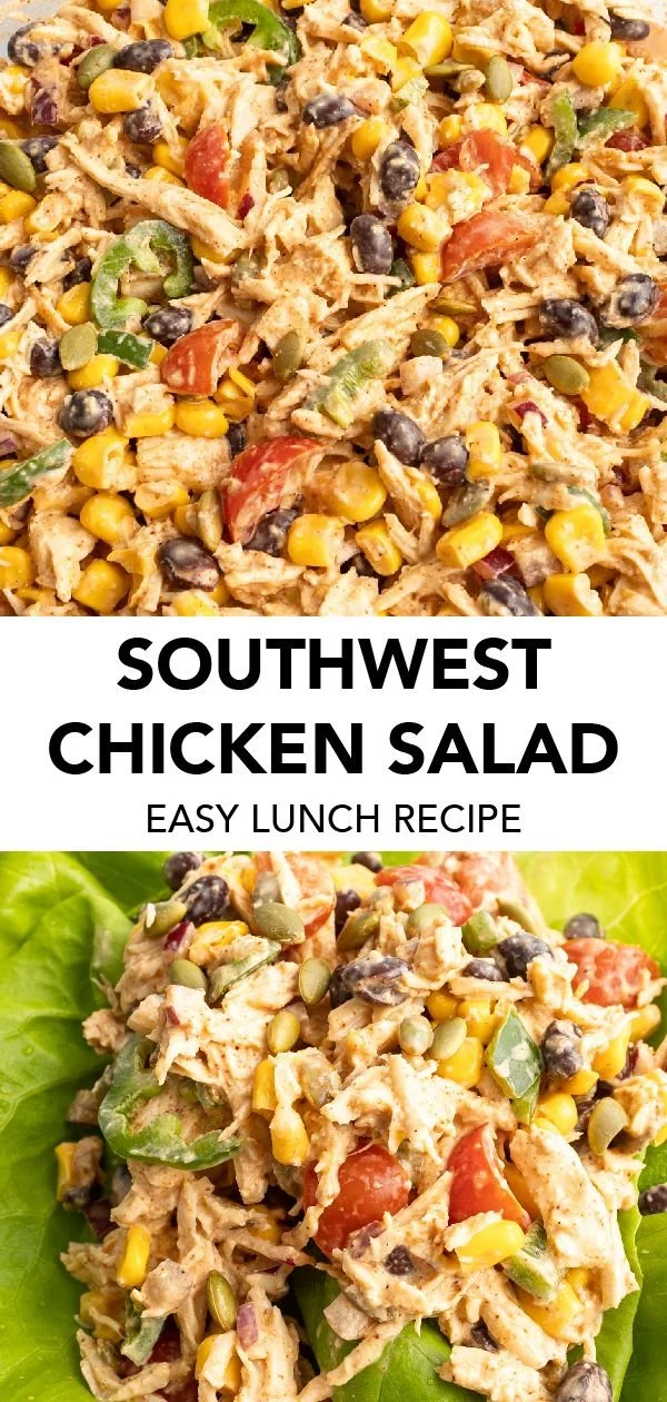 Delicious Southwest Chicken Salad with grilled chicken, fresh veggies, and vibrant toppings