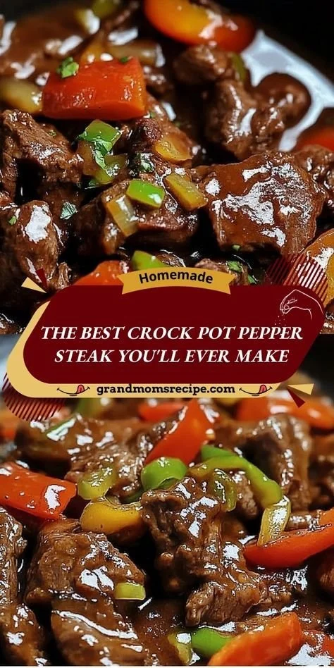 Delicious Crock Pot Pepper Steak served with rice and vegetables
