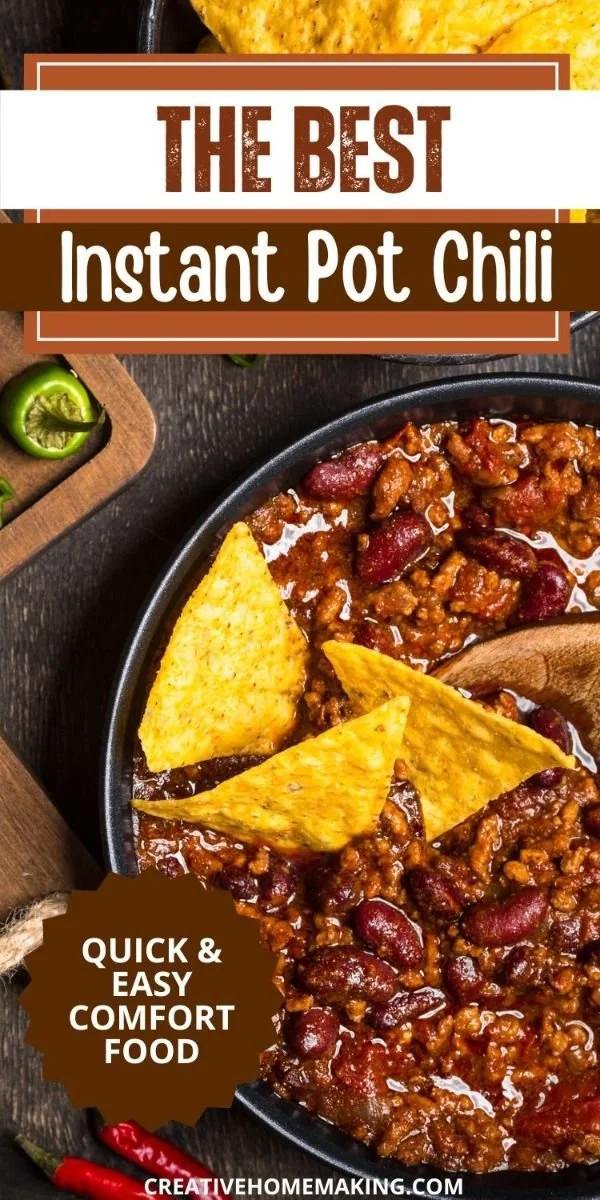 Delicious Instant Pot Chili served in a bowl with toppings.