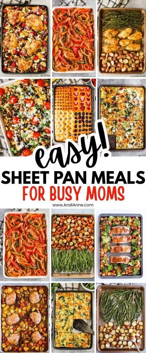 Delicious sheet pan meals prepared for a family dinner gathering.