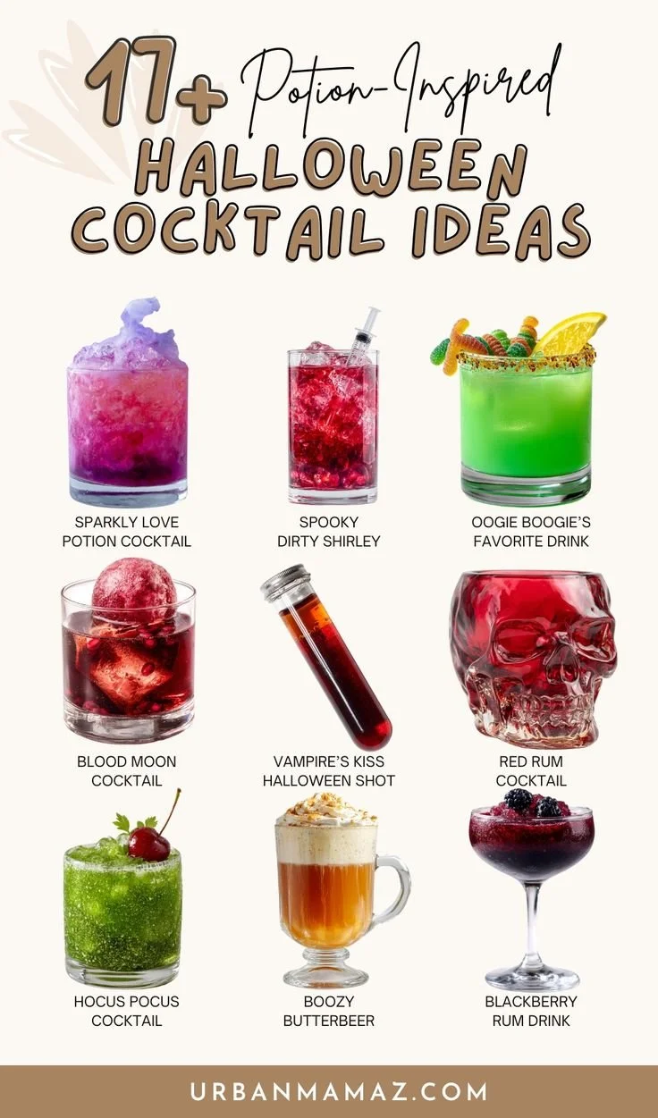 Collection of spooky Halloween cocktails for a festive celebration