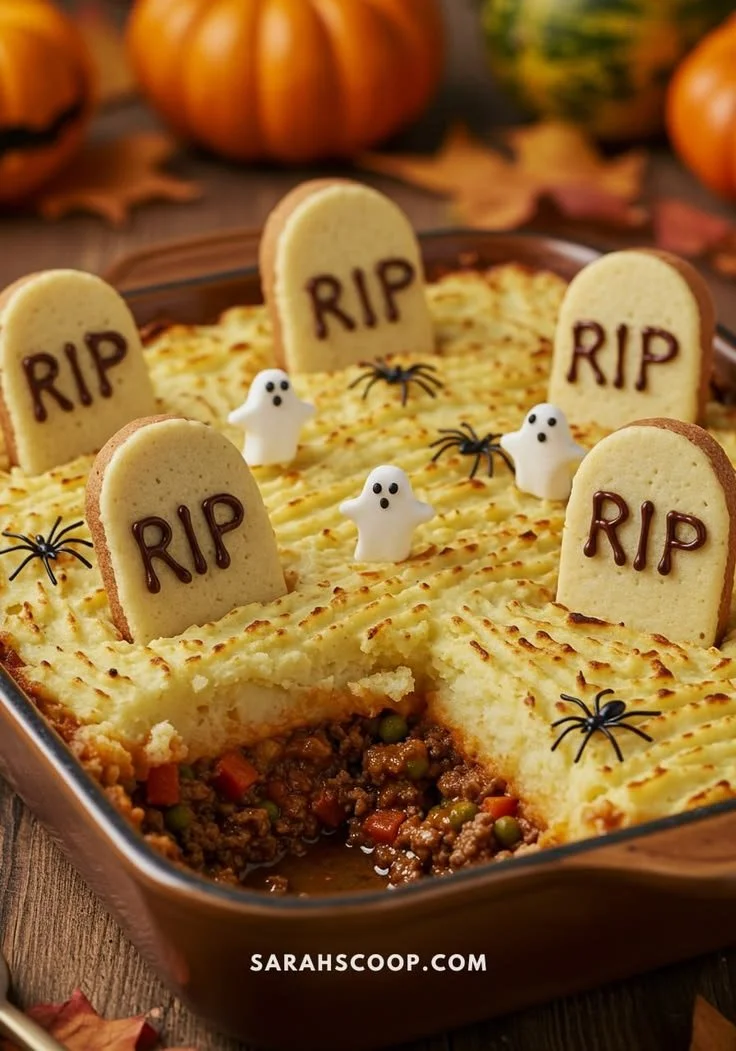 A spooky Halloween dinner setup with themed dishes for families and kids.
