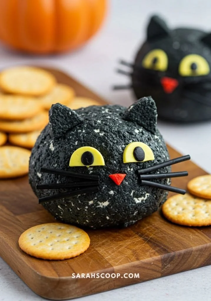Delicious Black Cat Cheese Ball recipe for festive gatherings