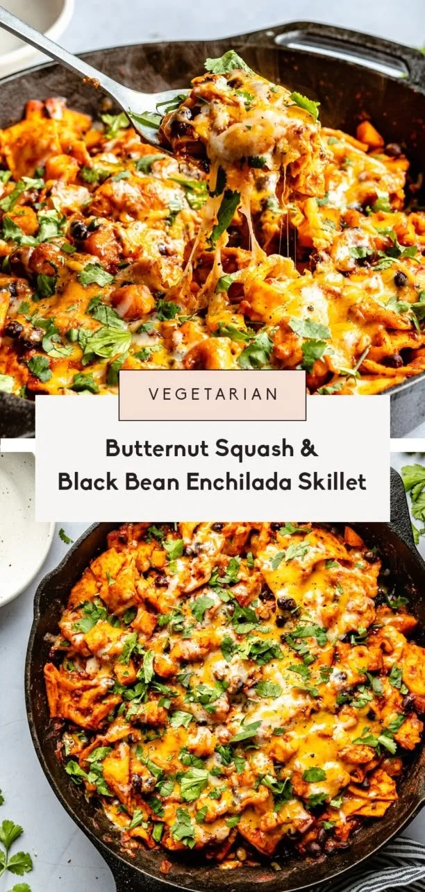 Butternut squash enchilada skillet with black beans and spices