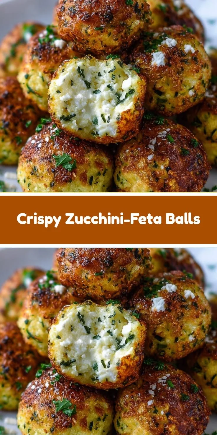 Crispy zucchini feta balls served as a healthy vegetarian appetizer.
