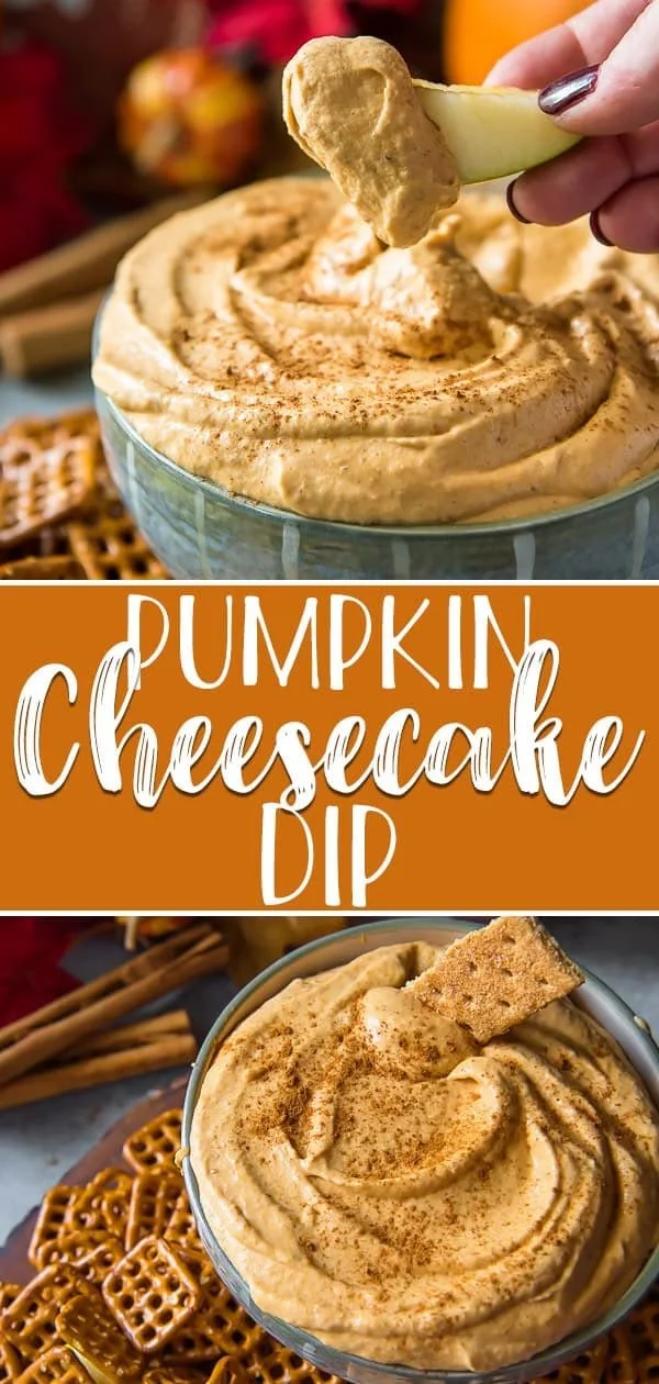 Fluffy pumpkin cheesecake dip in a serving bowl, perfect for fall gatherings.