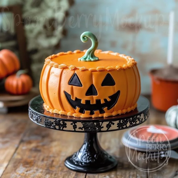 Assorted Halloween cakes for adults and boys, including pumpkin-themed designs.