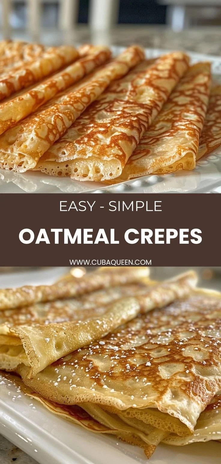 Healthy oatmeal crepes served with fresh fruits and syrup