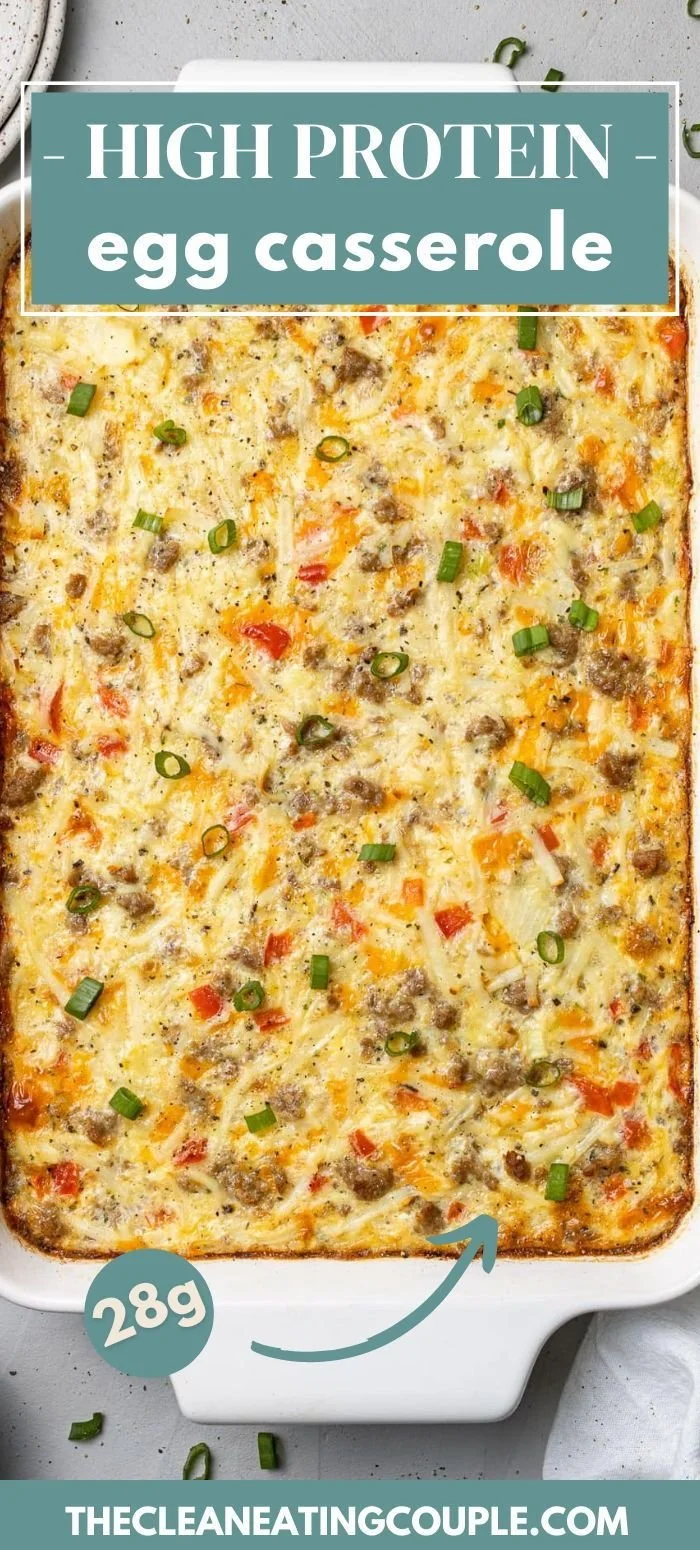 High protein egg casserole baked with vegetables and cheese