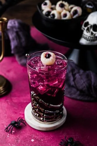 Purple People Eater Halloween cocktail and mocktail recipes