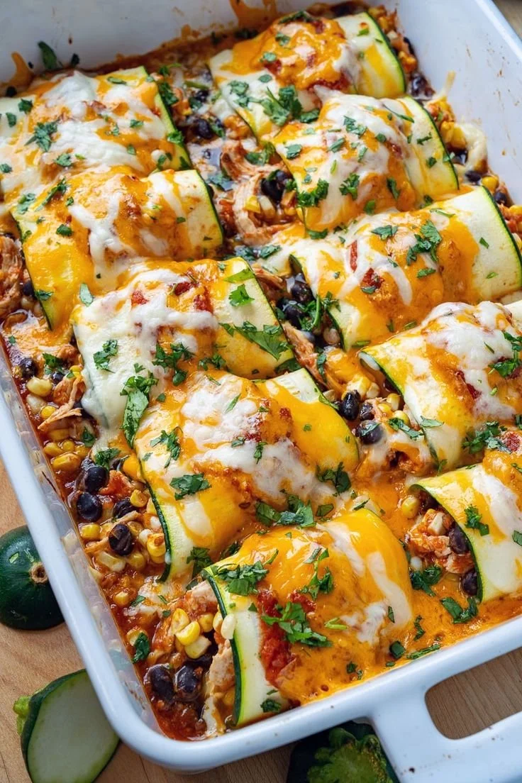 Zucchini enchilada roll ups filled with delicious ingredients